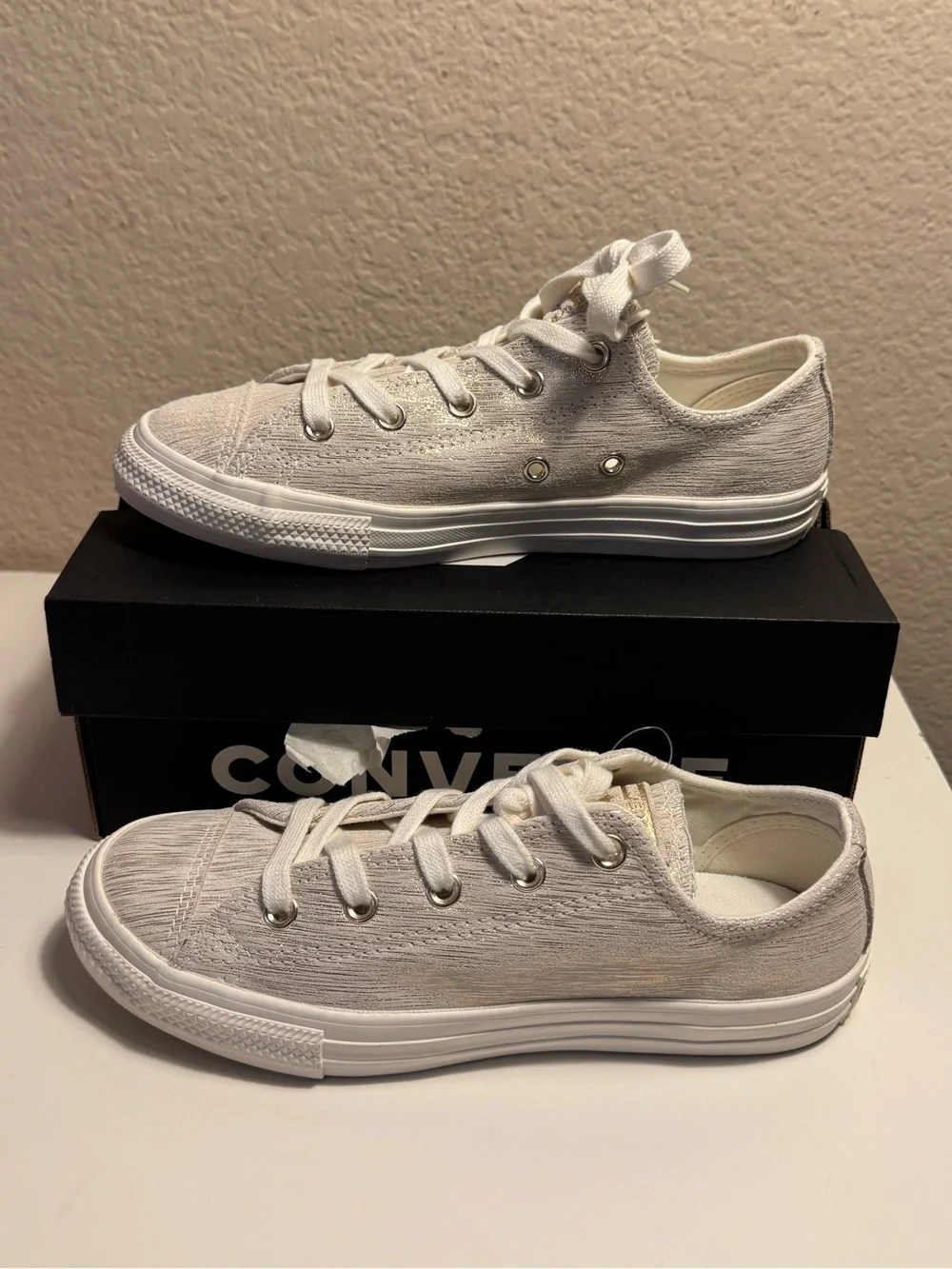 Converse Chuck Taylor All Star OX Egret Metallic Youth 3 363092C New in box